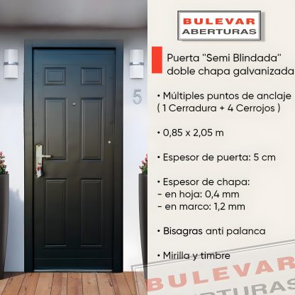 Puerta semiblindada doble chapa. (CH16)