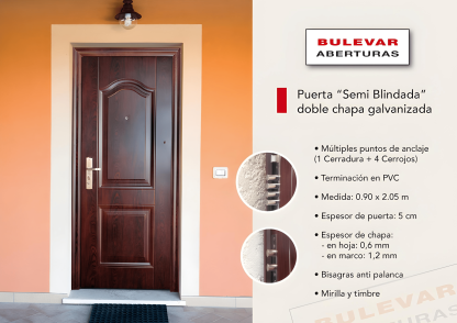 Puerta semiblindada doble chapa. (CH213)
