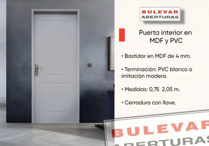 Puerta interior de MDF y PVC. (Con cerradura y diseño) - Imagen 2