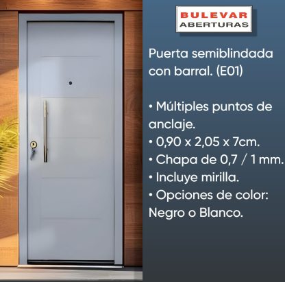 Puerta semiblindada con barral. (E01)