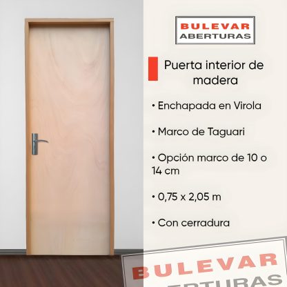 Puerta interior de madera con cerradura. (Virola y Taguari)
